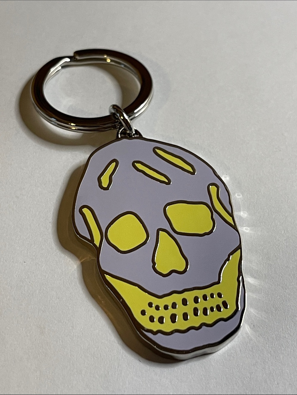 Alexander McQueen Skull Keychain Pendant in Lavender and Yellow